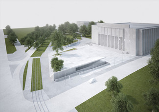 Plac przed Muzeum Narodowym w Krakowie - II miejsce w konkursie. Autorzy projektu: Katarzyna Lipska – Opalińska, Witold Opaliński i Michał Włoskowicz.