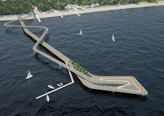 molo w Niechorzu - MXL4 architekci - I nagroda w konkursie na opracowanie koncepcji rozwiązań   architektonicznych projektu pomostu spacerowo-cumowniczego z zespołem   usługowym w Niechorzu.