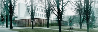 Zwycięski projekt konkursowy na koncepcję architektoniczną rozbudowy budynku przy ulicy Reja 9 w Warszawie wraz z zagospodarowaniem skweru ks. Jana Salamuchy – zieleńca przy teatrze ochoty. Autor: SUB Architekci
