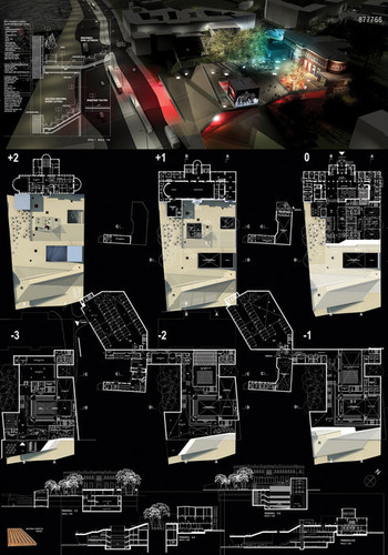 II miejsce w konkursie na Opracowanie architektoniczno-urbanistycznej koncepcji rozbudowy Teatru Polskiego w Szczecinie - Plansza - Czuba Latoszek Sp. z o.o.