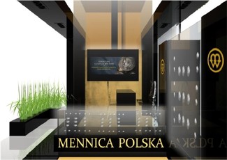 III miejsce w konkursie na projekt stoiska targowego dla firmy Mennica Polska S.A. na targi World Money Fair 2012 w Berlinie. Autor projektu: Milena Sawa. Projekt realizacyjny wybrany przez Mennica Polska S.A.